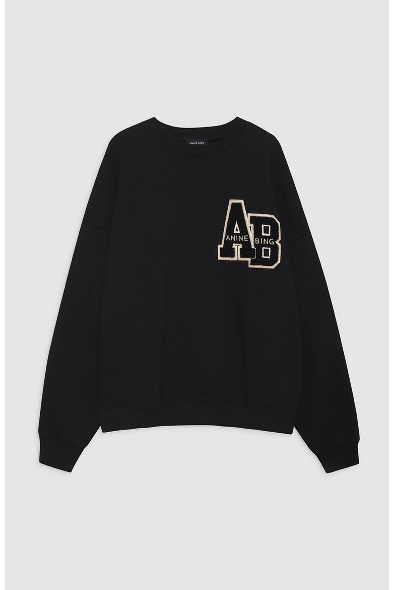 Miles Oversized Sweatshirt Letterman, Alternate, color, Black