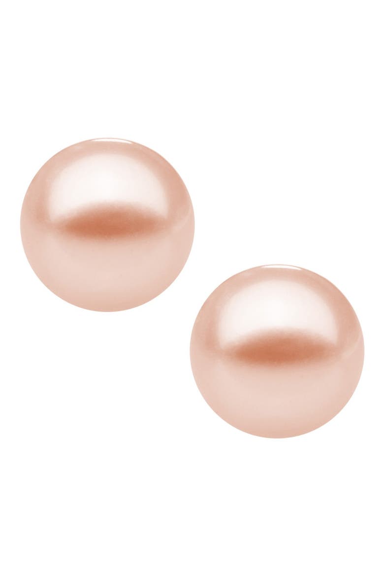 14k Yellow Gold & Cultured Pearl Earrings, Main, color, PINK