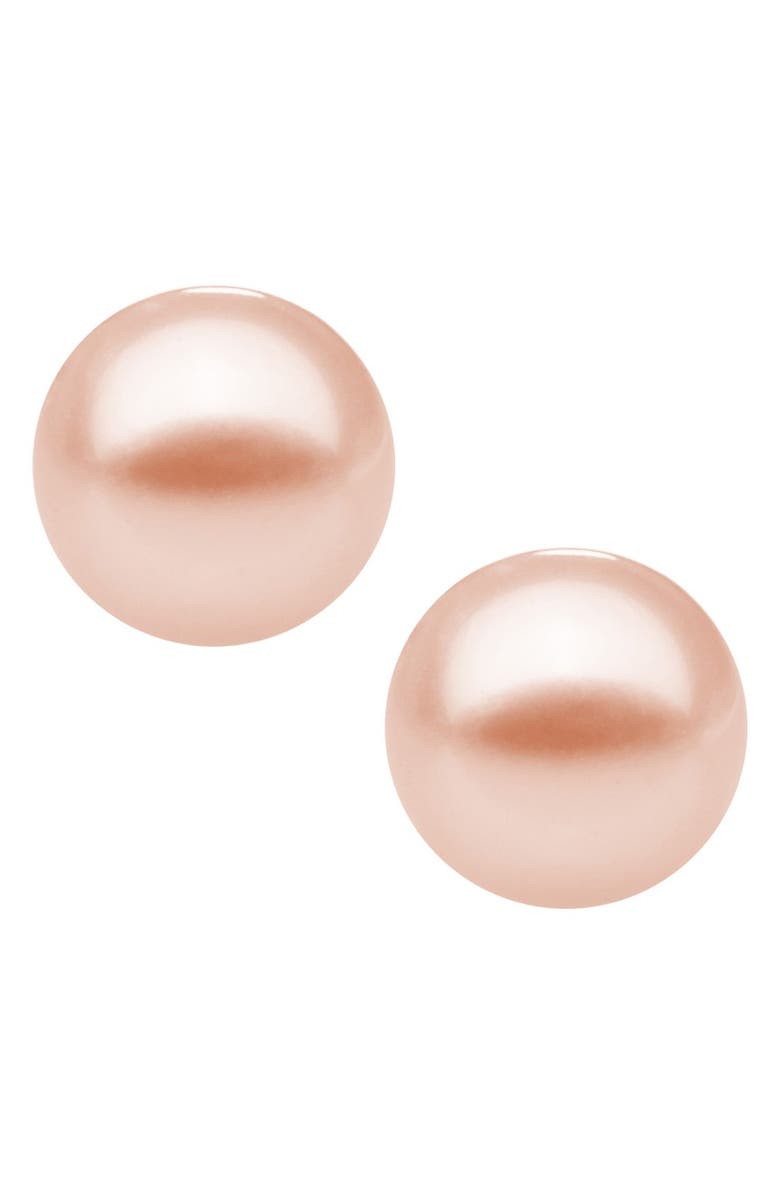 Mignonette 14k Yellow Gold & Cultured Pearl Earrings, Main, color, Pink