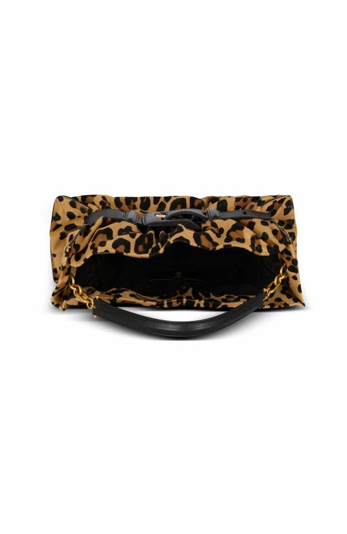 Balmain Anthem Medium Ponyskin-style Leopard Print Bag In Brown
