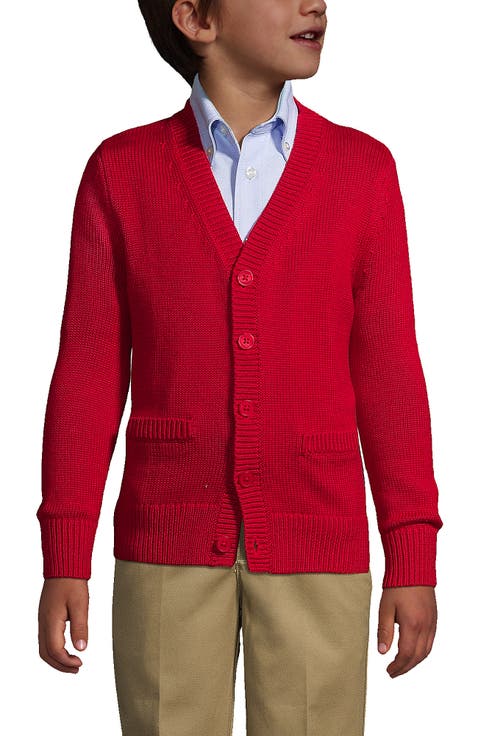 School Uniform Boys Cotton Modal Button Front Cardigan Sweater