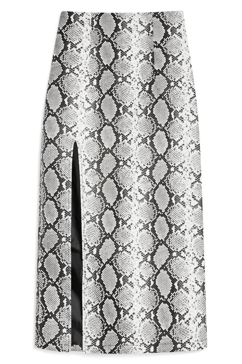 Snake Print Faux Leather Midi Skirt, Alternate, color, BLACK MULTI