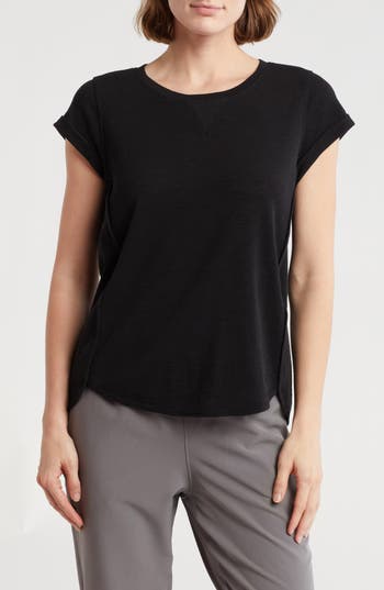 Shop Dkny Mini Waffle Embroidered Logo T-shirt In Black