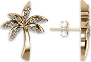 ALLUREZ Diamond Palm Tree Summer Earrings 14k
