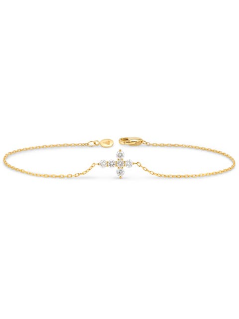 Cross Lab Grown Diamond Chain Bracelet in 14K Gold
