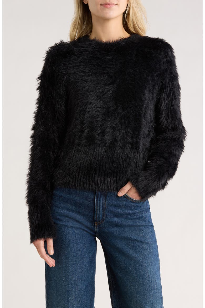 Fluffy Crop Sweater, Main, color, BLACK