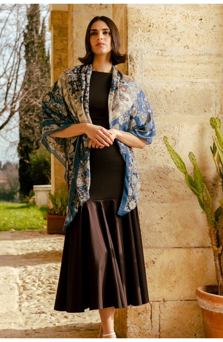 Elizabetta Stella - Modal Cashmere Scarf Shawl for Women, Alternate, color, Blue Marine