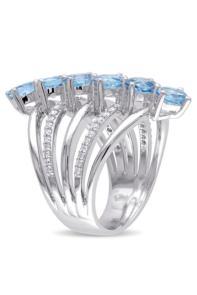 Swiss Blue Topaz & Diamond Gladiator Ring, Alternate, color, Blue Topaz