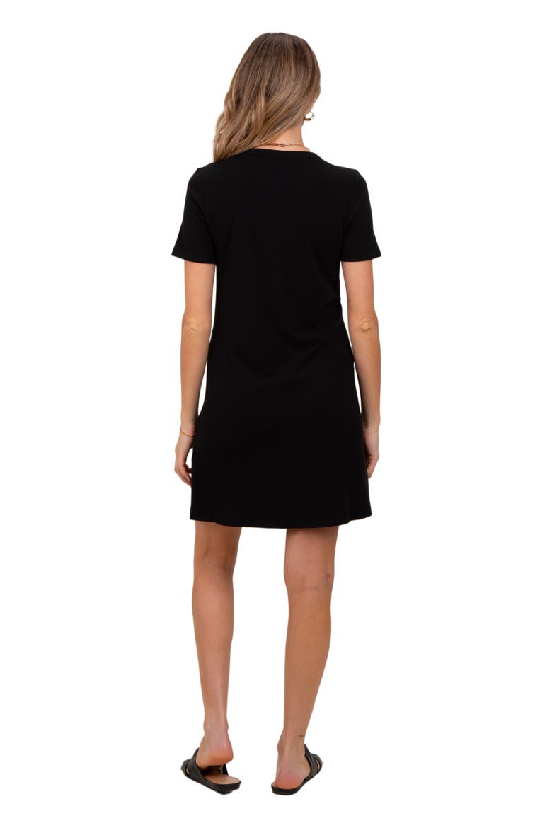 Ribbed Knit Basic Short Sleeve T-Shirt Dress, Alternate, color, Black