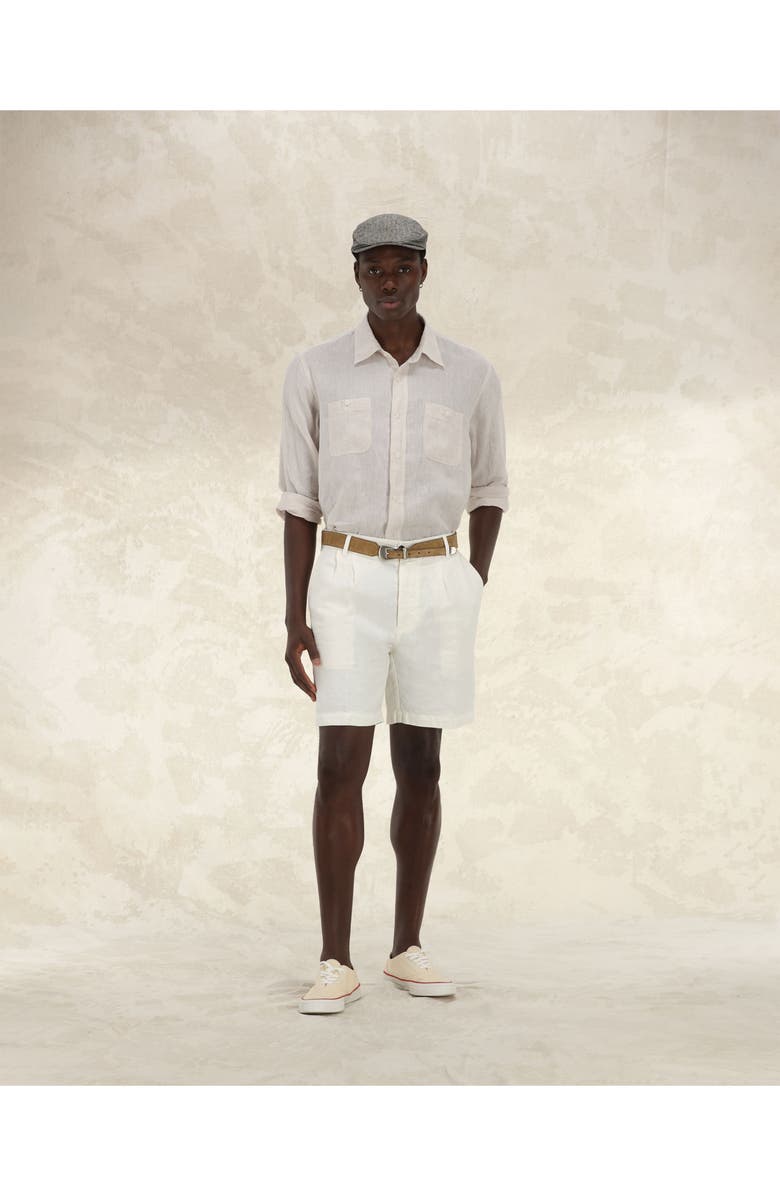 Fortela Beachshort Linen Bermuda Pleated Trousers, Alternate, color, White