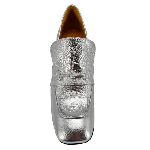 Madison Maison Hidden Horse Bit Heel Loafer In Silver