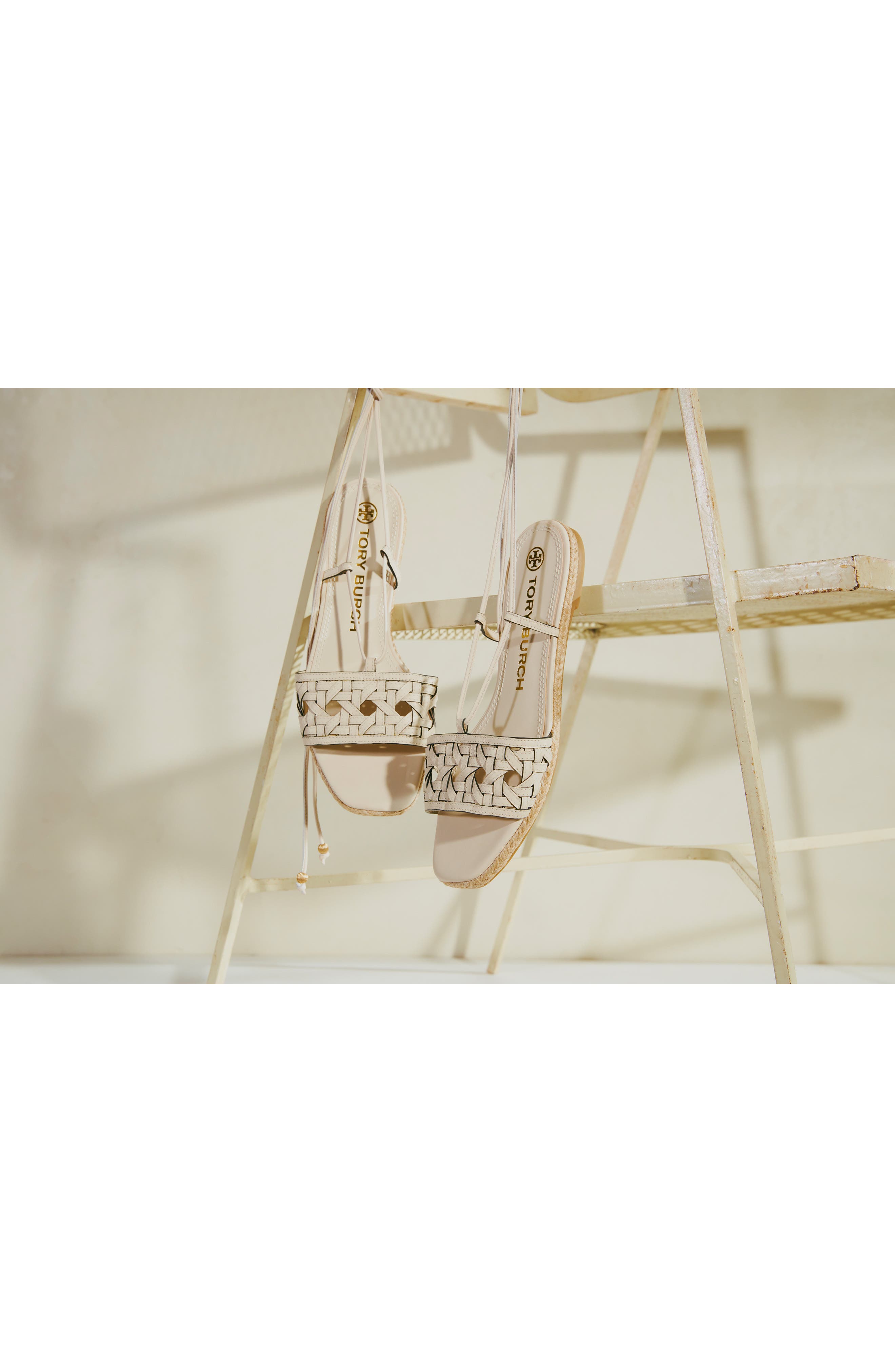 Tory Burch Basketweave Lace-Up Sandal, Alternate, color, 