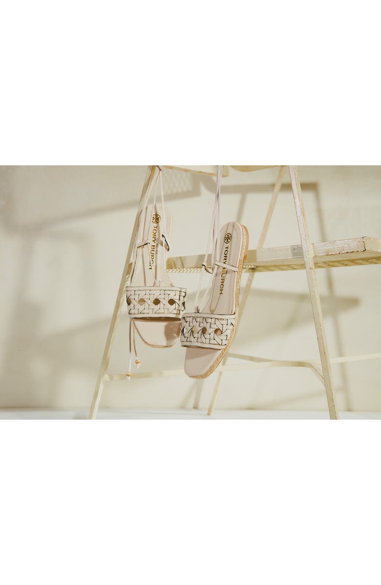 Tory Burch Basketweave Lace-Up Sandal, Alternate, color,