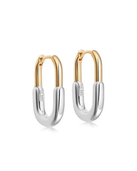 Gold and Silver Celestial U-Shape Hoop Earrings