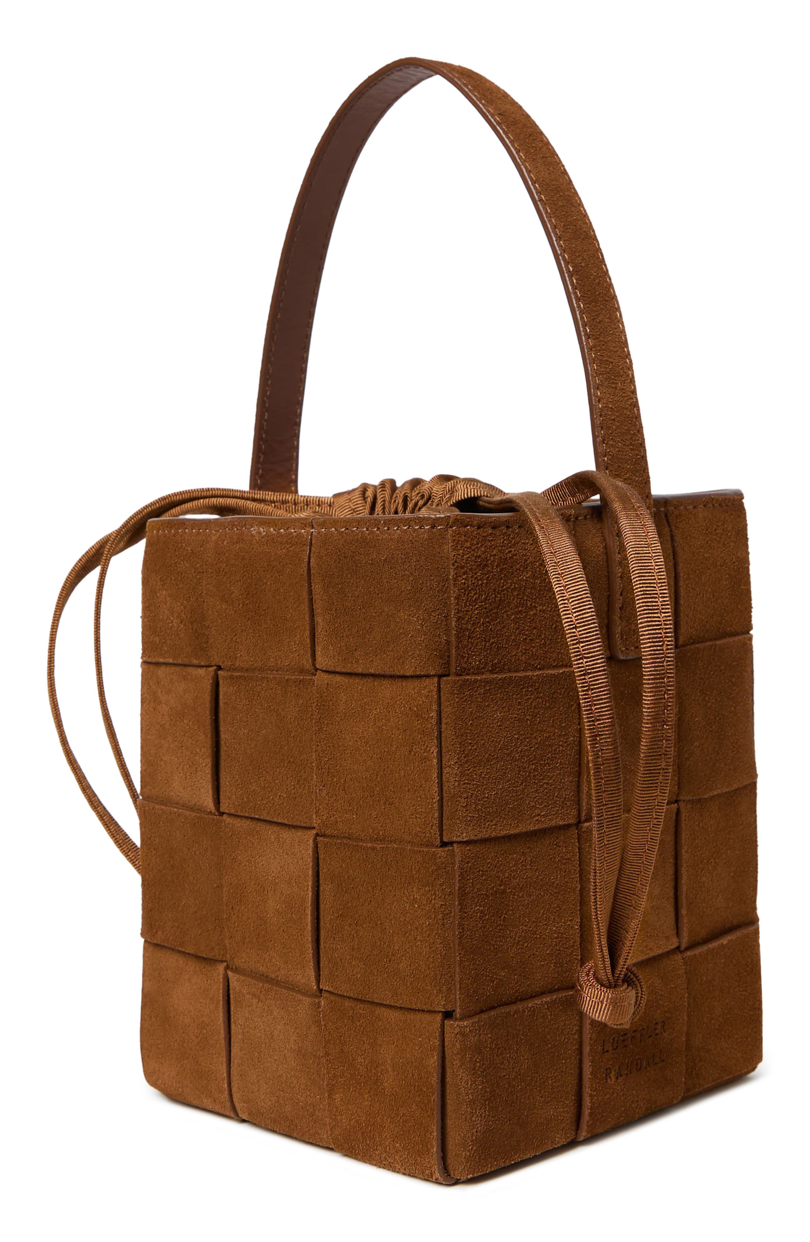 Loeffler Randall Laithe Wide Woven Bucket Bag, Alternate, color, Cacao