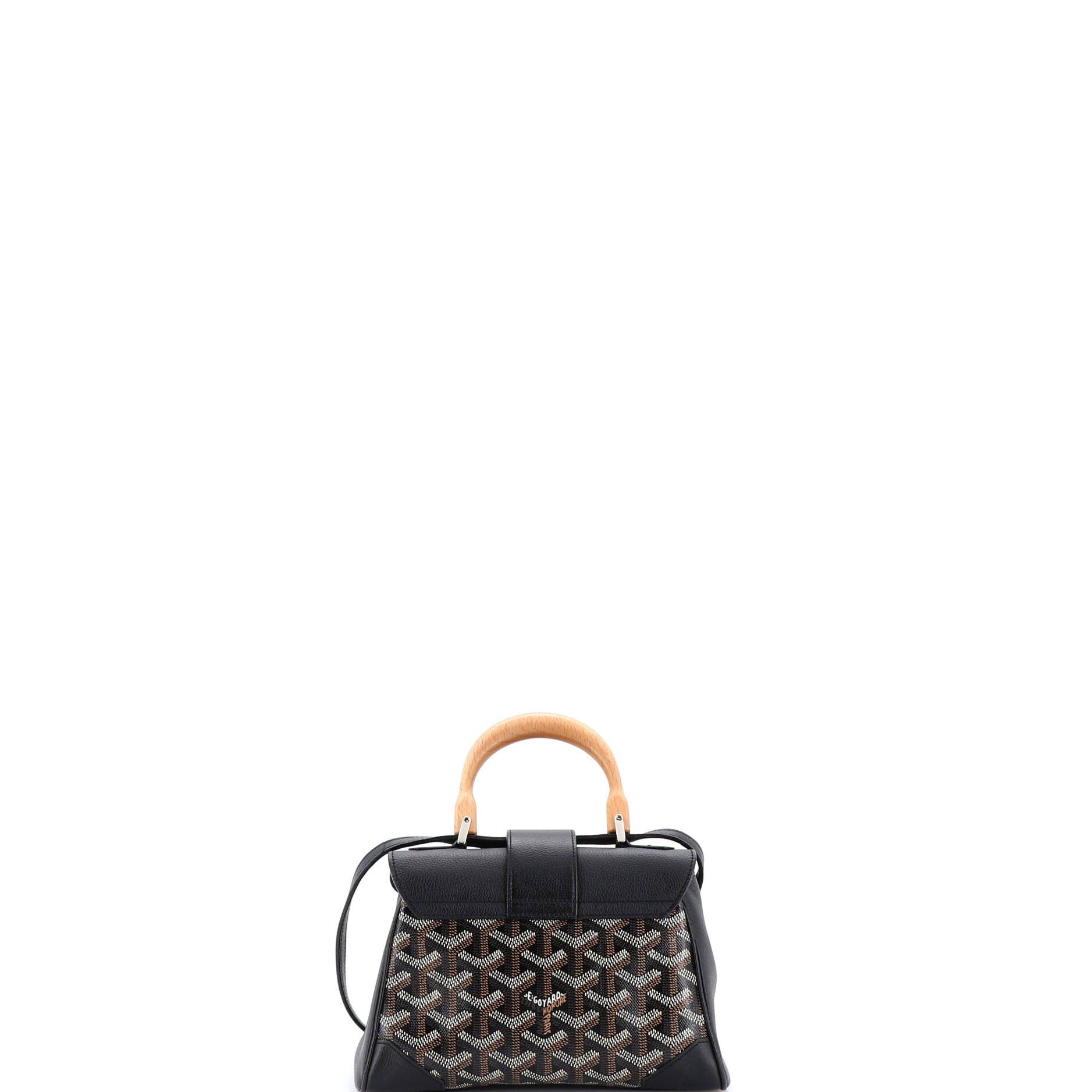 Pre-Owned Goyard Saigon Top Handle Bag Coated Canvas with Leather Mini, Alternate, color, Black