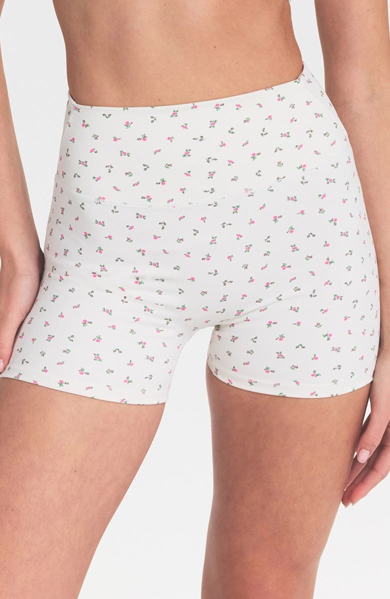 NikeSKIMS Matte Floral High Waist Shorts, Main, color, Nskm Actv Ivory/ Nskm Flamingo