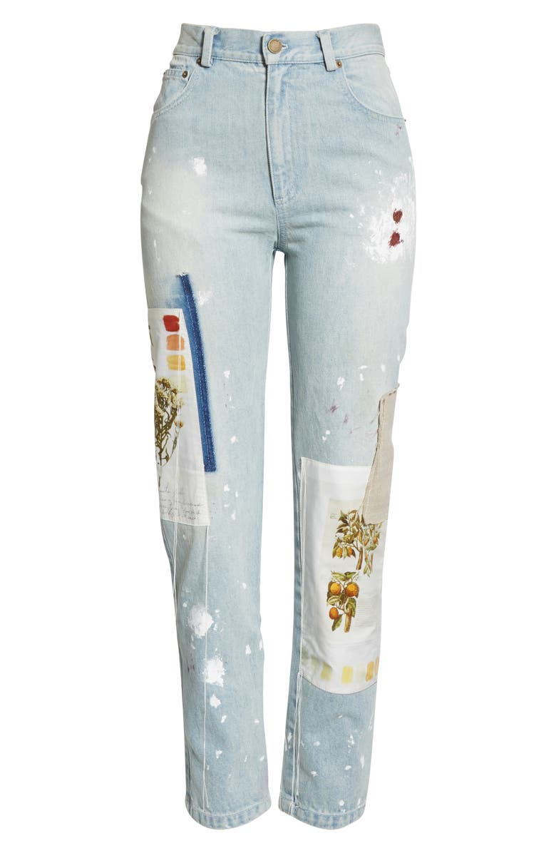 MONSE Patchwork & Paint Splatter Slim Straight Leg Jeans, Alternate, color,