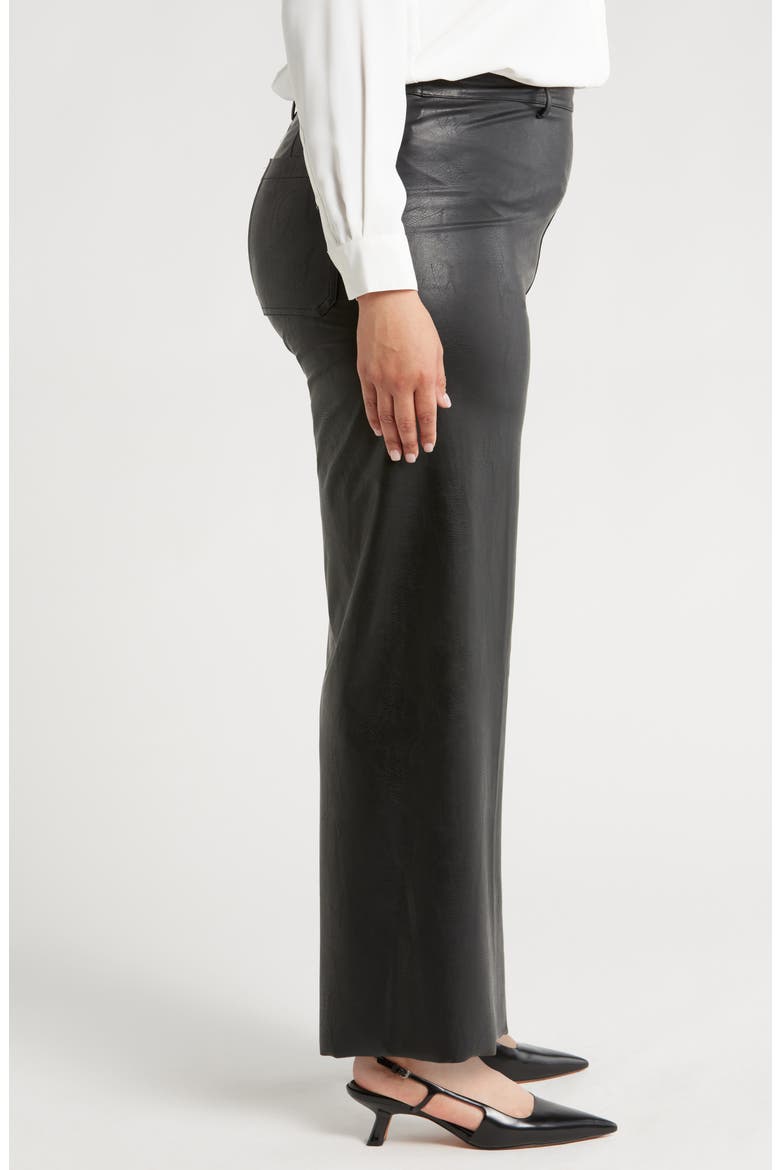 'Lyssentials High Waist Faux Leather Wide Leg Pants, Alternate, color, KOHL BLACK