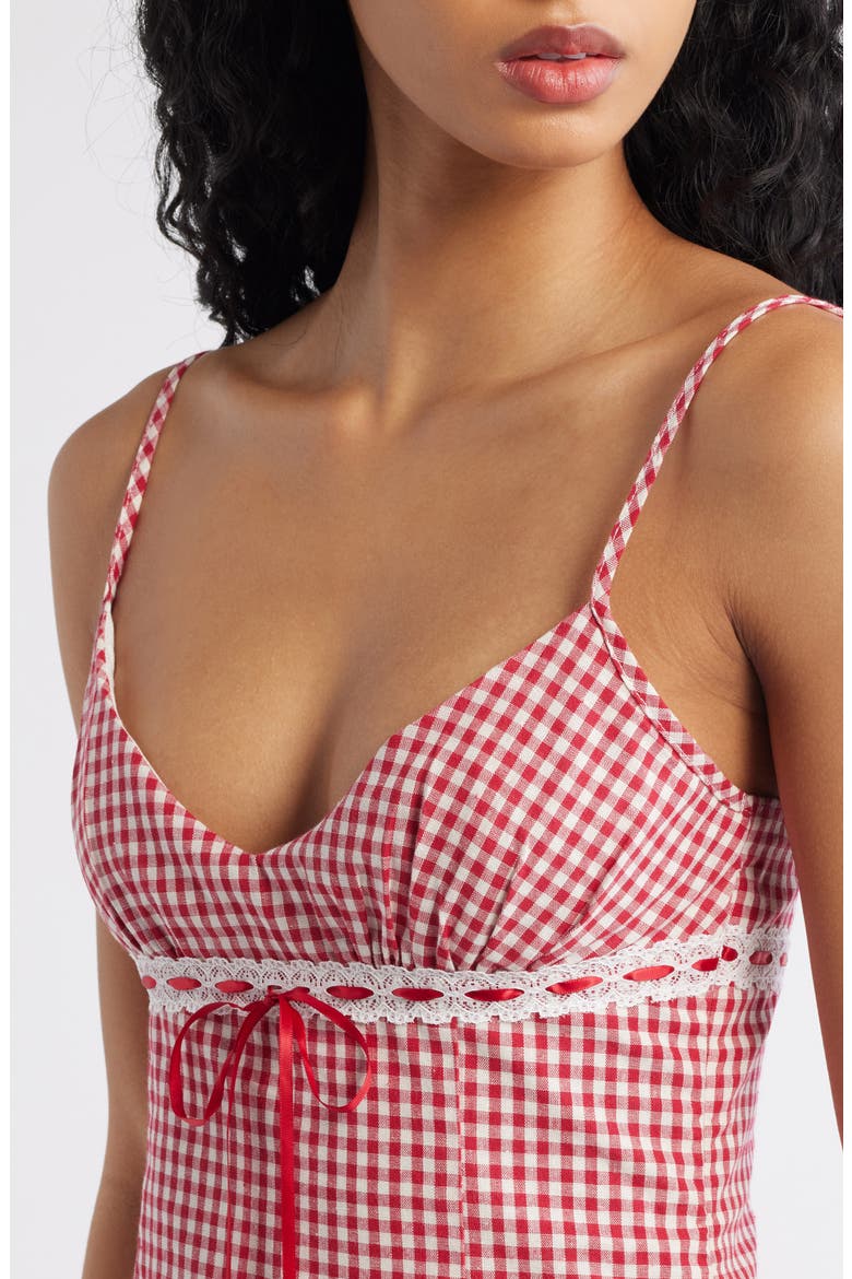 Daydreaming Gingham Camisole & Miniskirt Set, Alternate, color, RED
