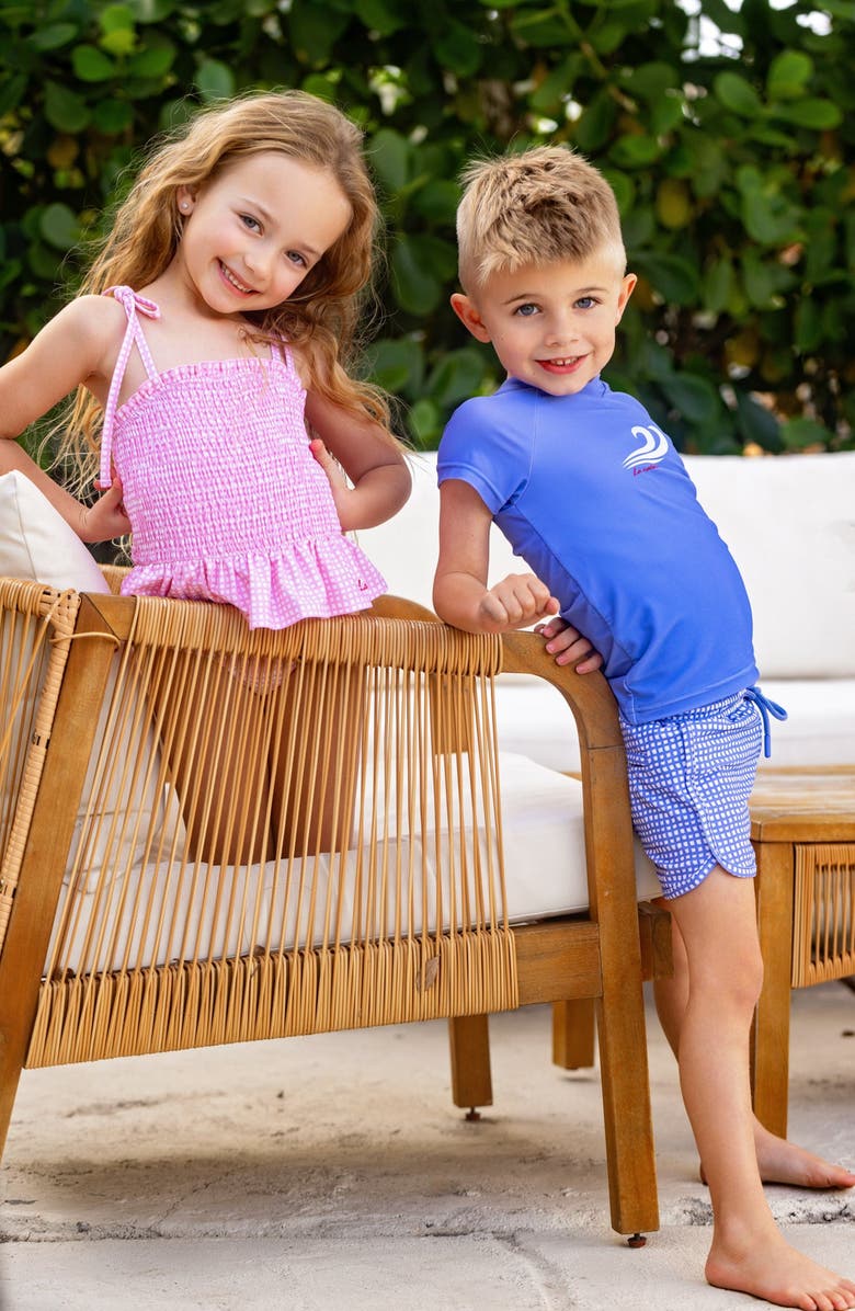 NoggiWear Gingham Rash Guard, Alternate, color, Blue