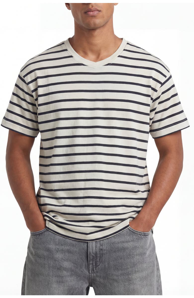 Solomon & Sage S&G Cotton Classic Stripe T-Shirt, Alternate, color, Cream/Light Black
