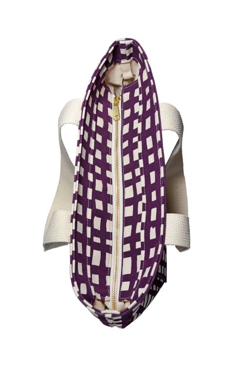 Dance Happy Grid Carry All Tote Bag In Italian Plum
