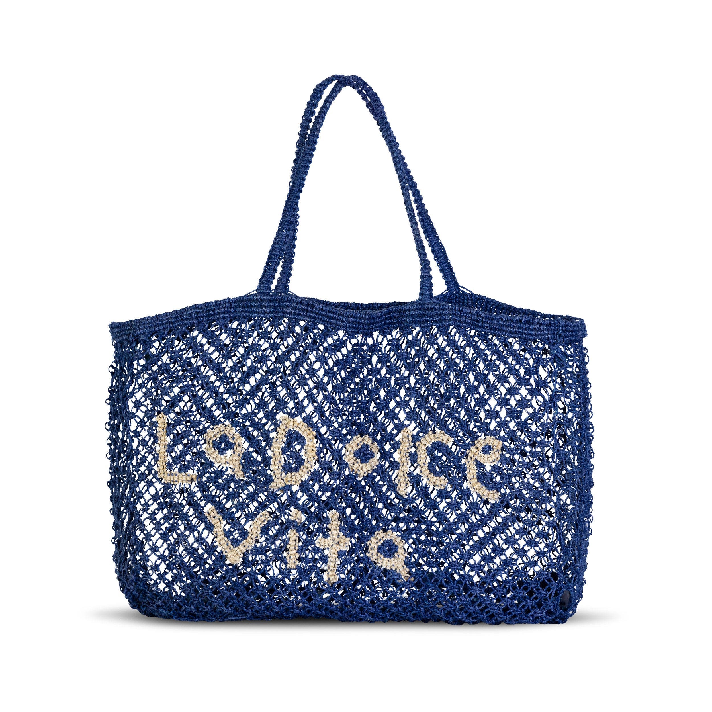 Tin Marin La Dolce Vita Woven Jute Tote, Main, color, Blue