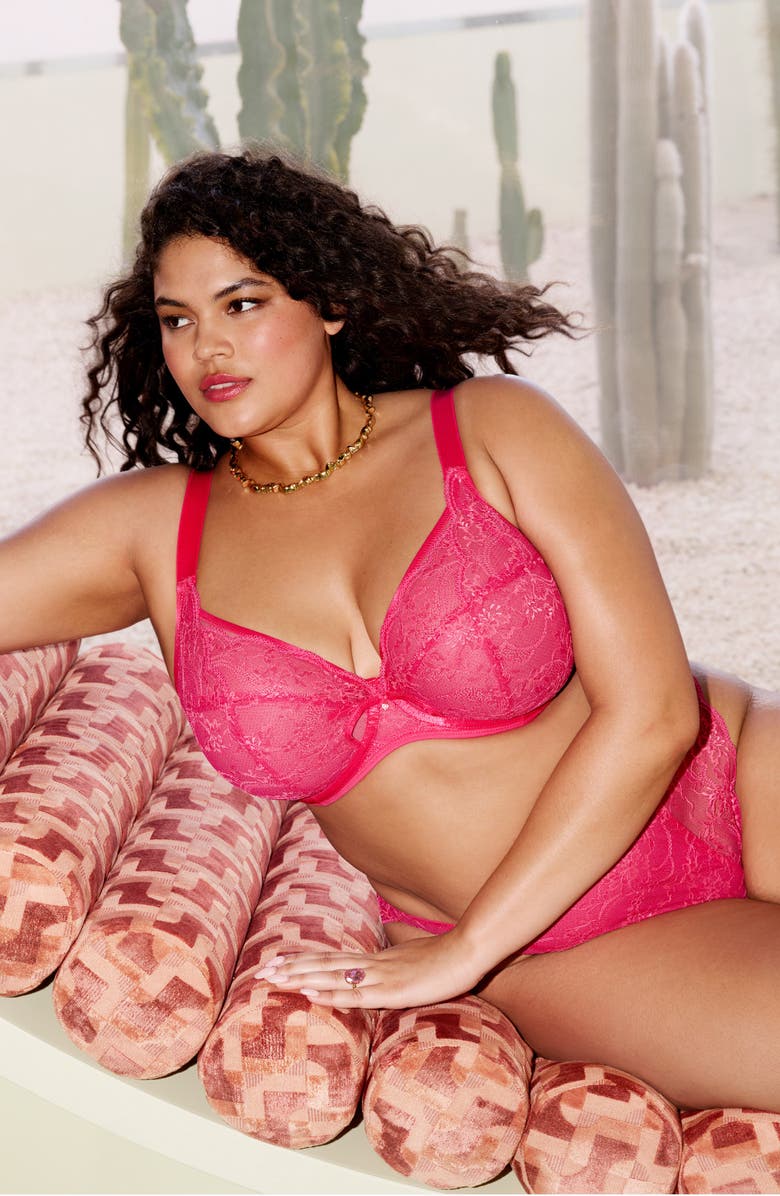 Elomi Darcie Full Figure Underwire Plunge Bra, Alternate, color, Azalea