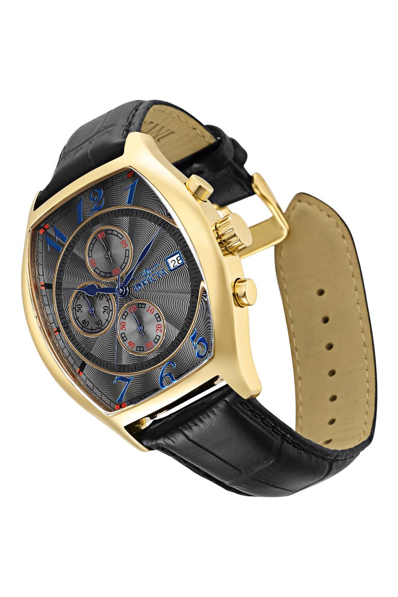 Specialty Chronograph Leather Strap Watch, 43mm, Main, color, CHARCOAL