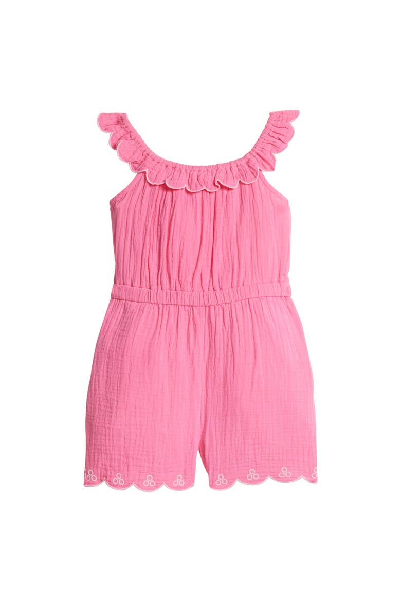 Kids' Floral Romper, Alternate, color, Hot Pink