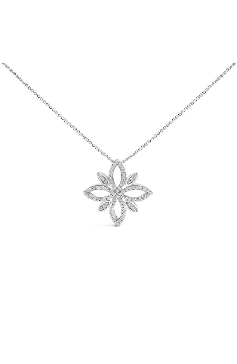 Haus of Brilliance Sterling Silver 1/2 Cttw Diamond Floral Cross Pendant Necklace, Main, color, Silver
