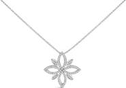 Haus of Brilliance Sterling Silver 1/2 Cttw Diamond Floral Cross Pendant Necklace