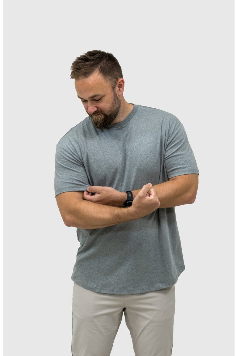 Curved Hem Crew Neck T-Shirt, Alternate, color, Heather Gray