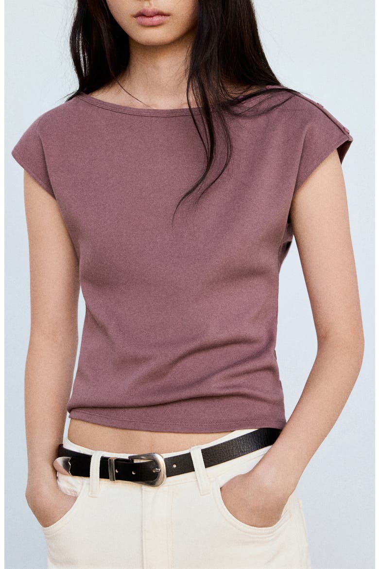 Boat Neck Cotton Tee, Main, color, LIGHT/PASTEL PURPLE