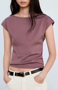 MANGO Boat Neck Cotton Tee