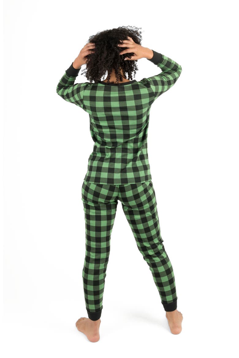 Women's Cotton Plaid Matching Family Holiday Pajamas, Alternate, color, Plaid Black & Green