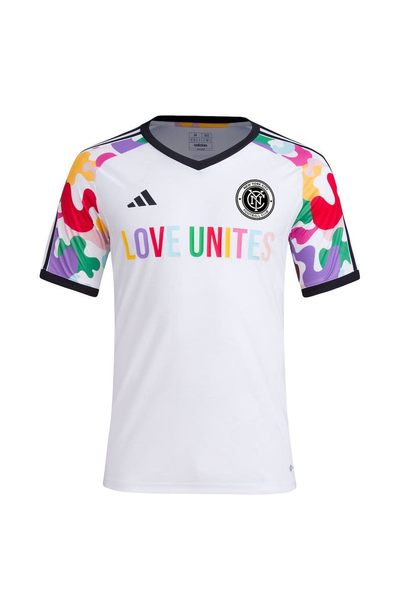 adidas Men's adidas White New York City FC 2023 Pride Pre-Match Top, Alternate, color, 