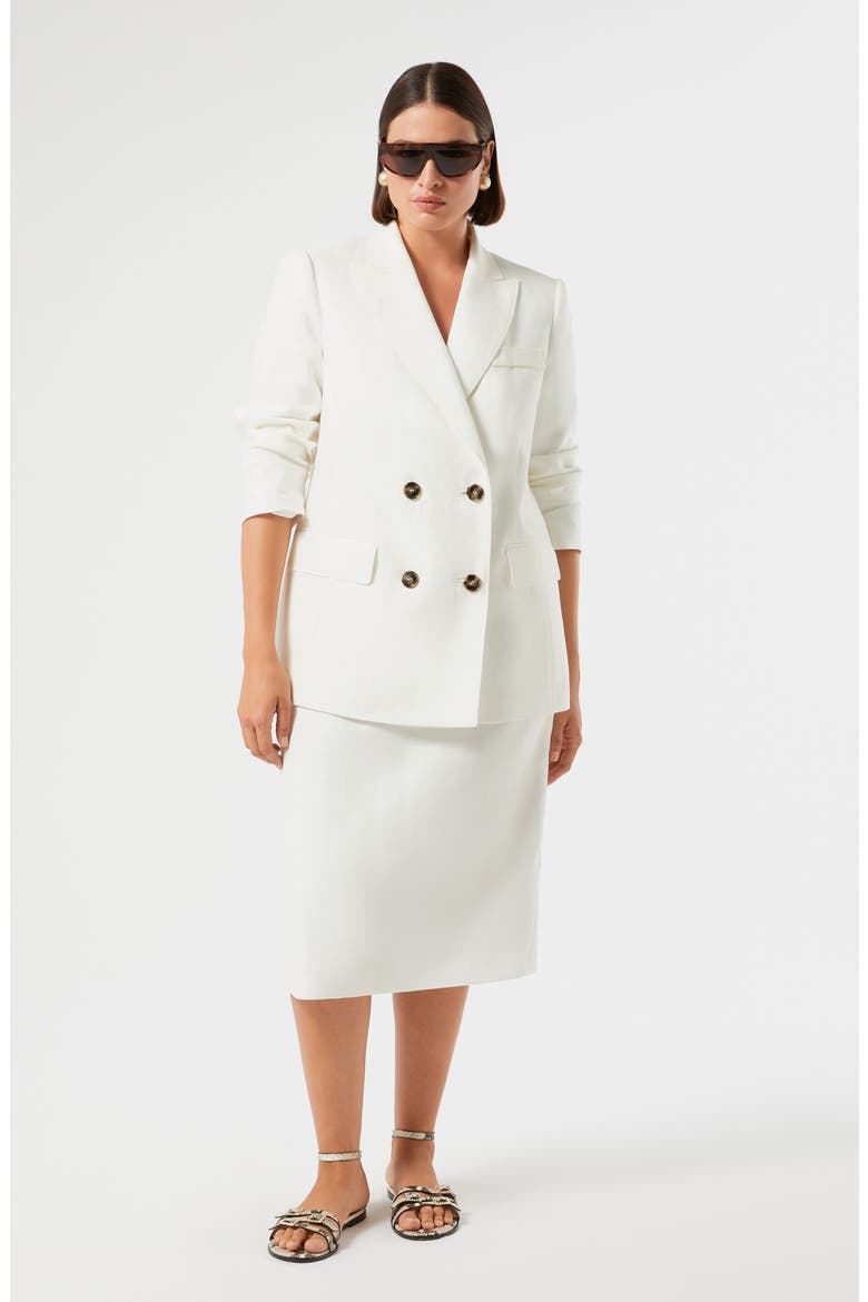 Nebbia Double Breasted Linen Jacket, Alternate, color, WHITE