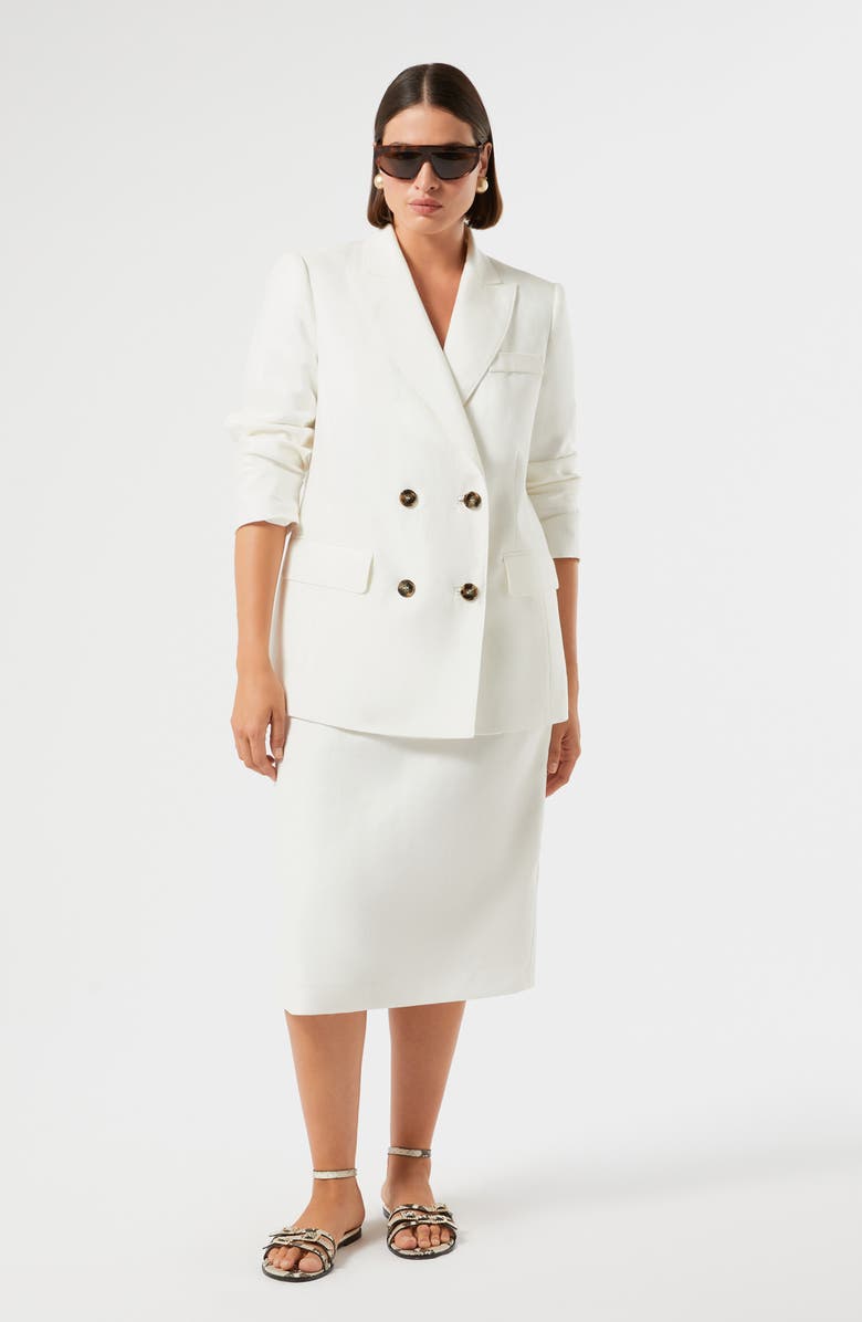 Marina Rinaldi Nebbia Double Breasted Linen Jacket, Alternate, color, White