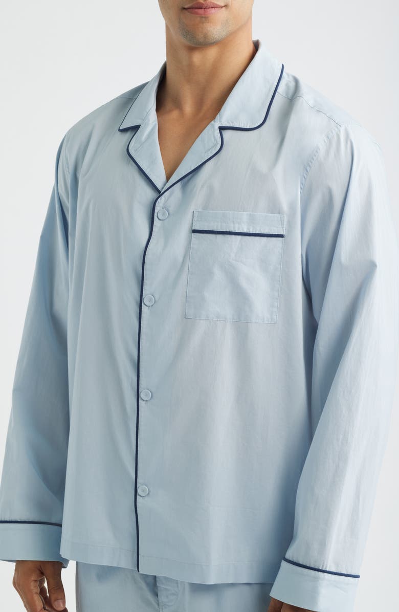 Lunya Piped Airy Cotton Pajama Shirt, Alternate, color,