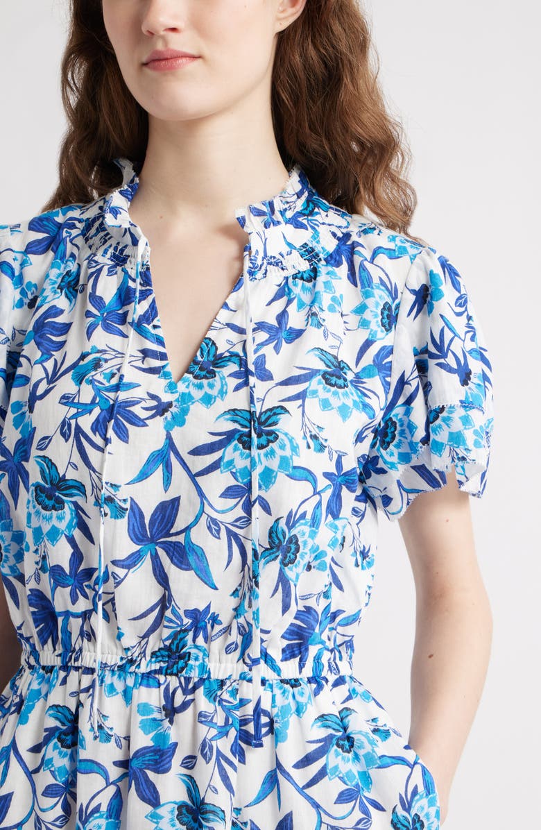 Caslon<sup>®</sup> Floral Tiered Dress, Alternate, color, Ivory- Blue Willoughby Floral