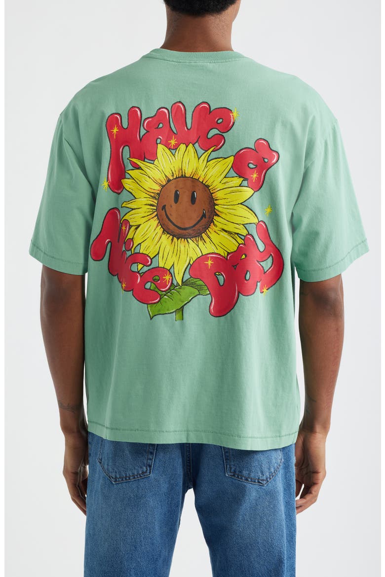SMILEY® Sunflower Graphic T-Shirt, Alternate, color, GREEN