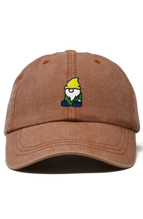 Dalix Gnome Embroidered Dad Hat In Washed Orange