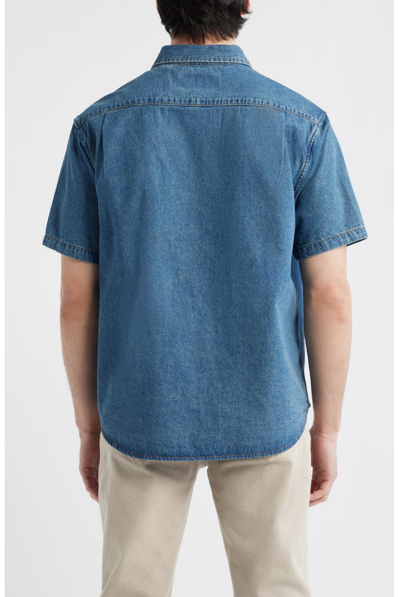 Dad's Short Sleeve Denim Button-Up Shirt, Alternate, color, DENIM BLUE