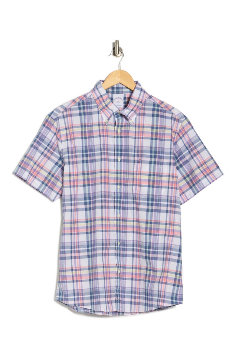 Sport Fit Plaid Short Sleeve Button-Down Shirt, Alternate, color, SUMMERPLAID