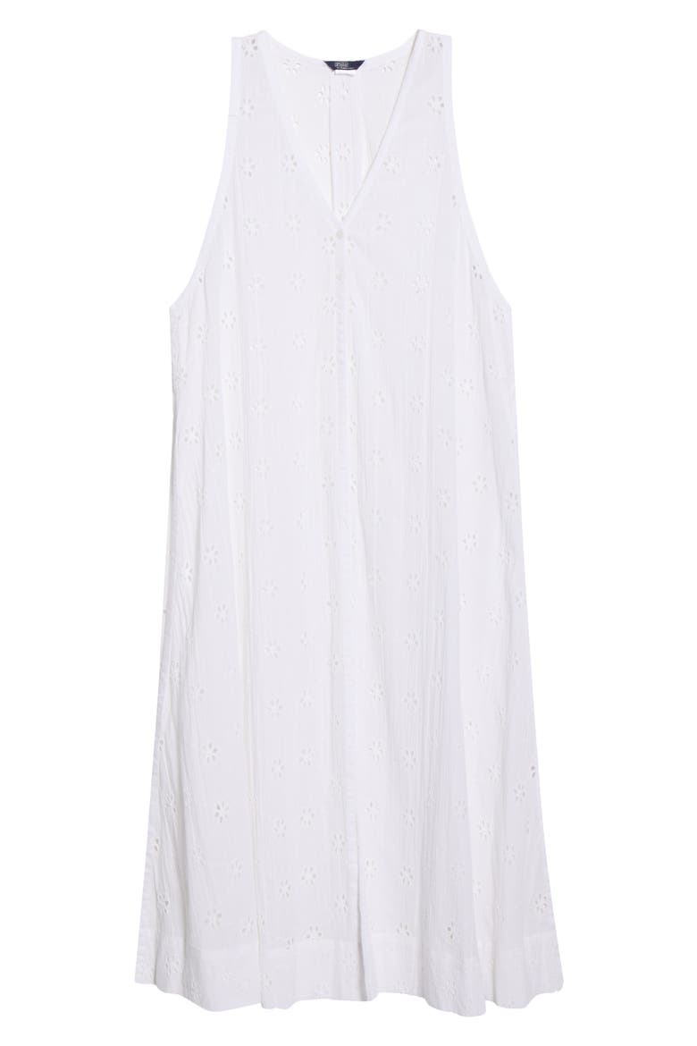 Eyelet Cotton Button Front Maxi Dress, Main, color, WHITE