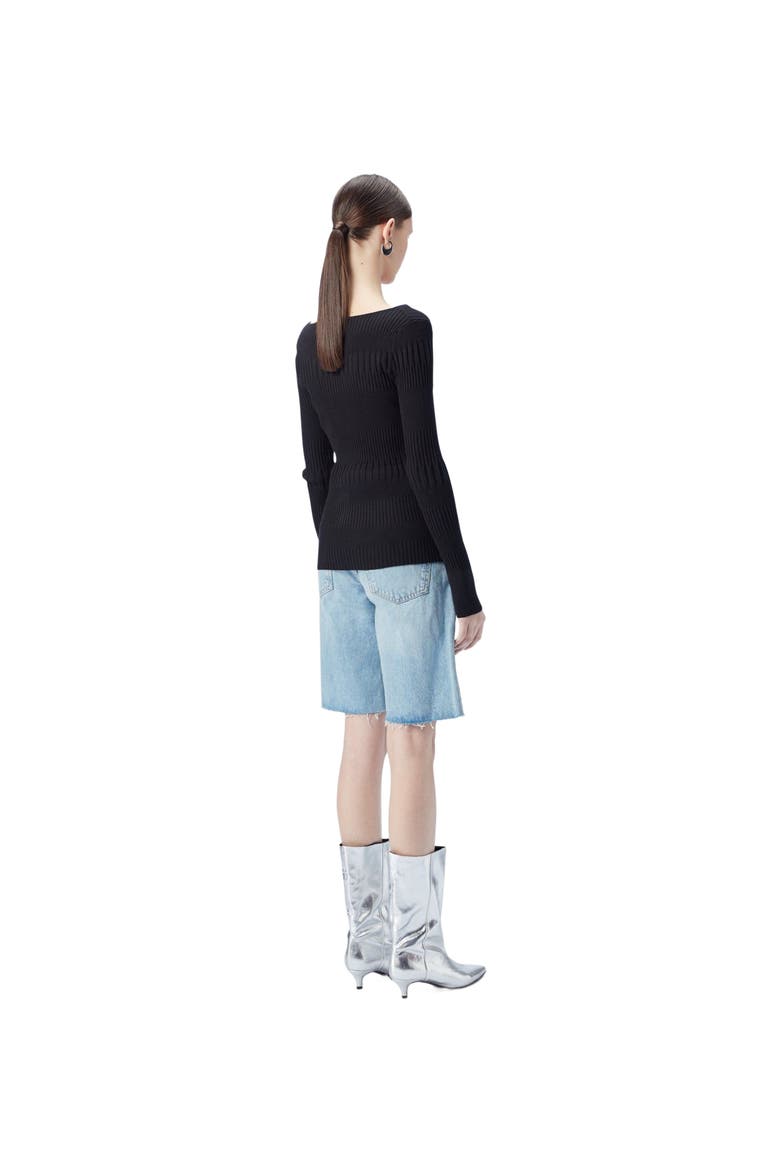 Ribbed Cotton Silk Cashmere Blend Sweater, Alternate, color, black