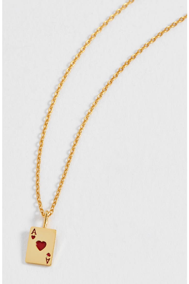 Ace of Hearts Pendant Necklace, Alternate, color, GOLD