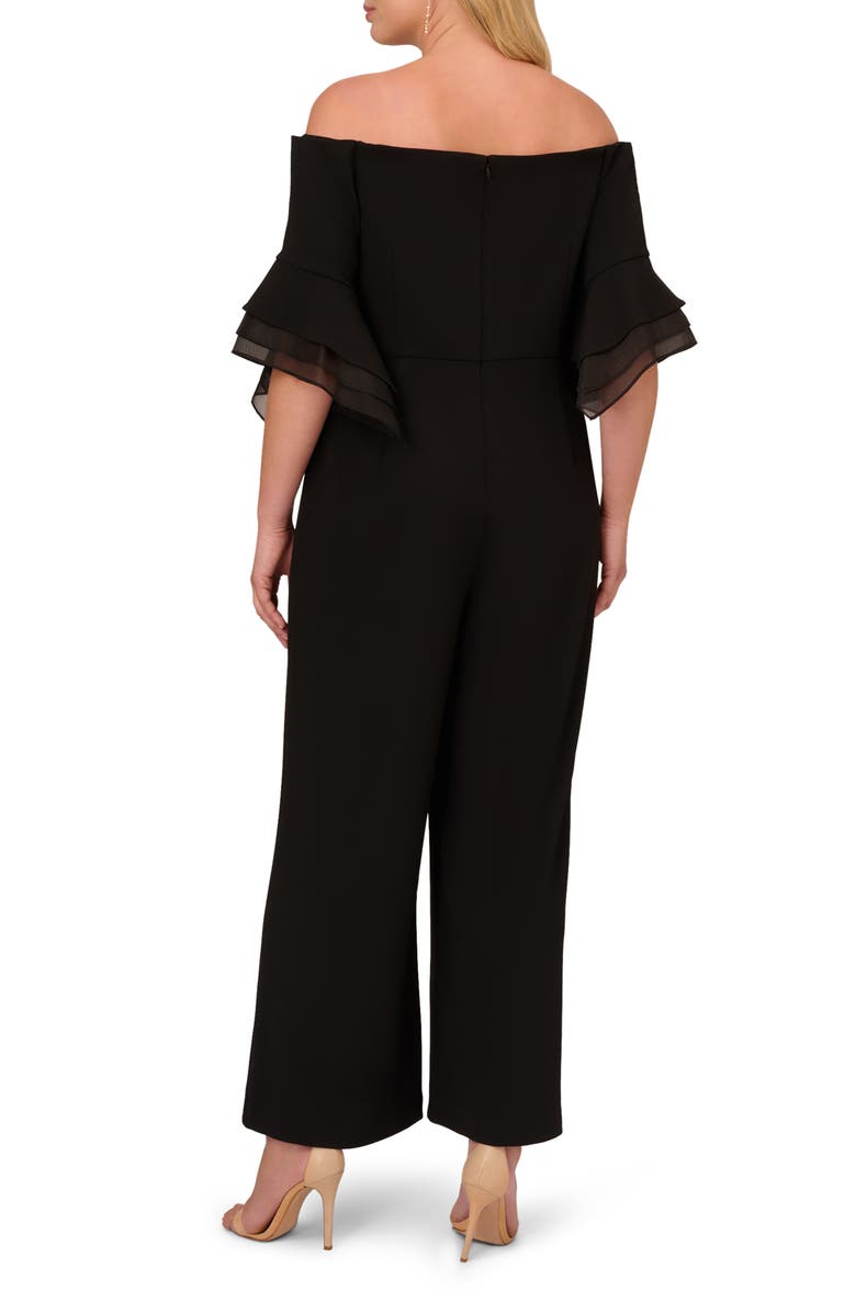 Adrianna Papell Off the Shoulder Wide Leg Organza Crepe Jumpsuit, Alternate, color, 